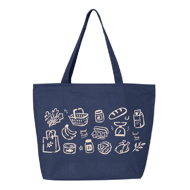 Grocery Doodle Zippered Tote
