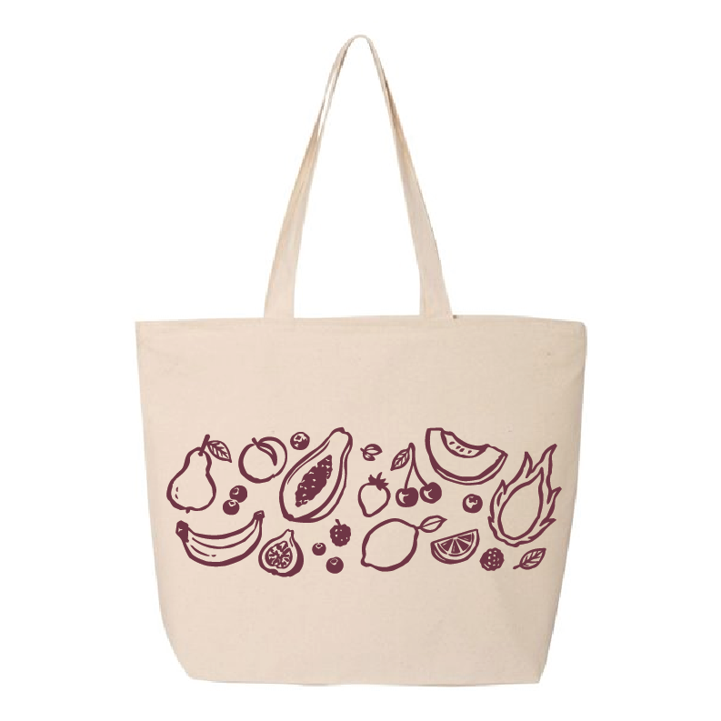 Fruit Doodle Zippered Tote