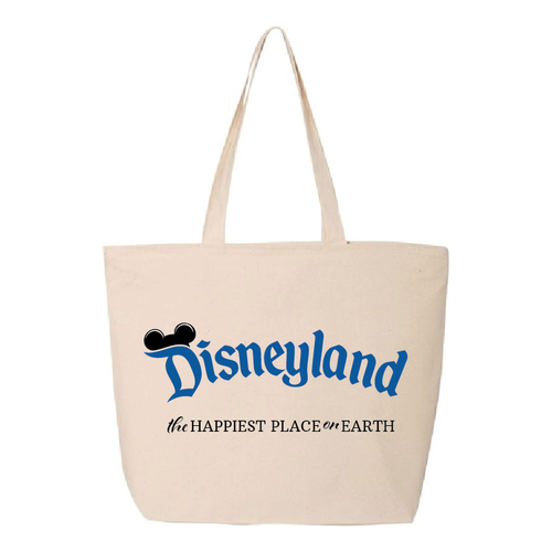 Disneyland graphic and the phrase 'the HAPPIEST PLACE on EARTH' printed on the front.